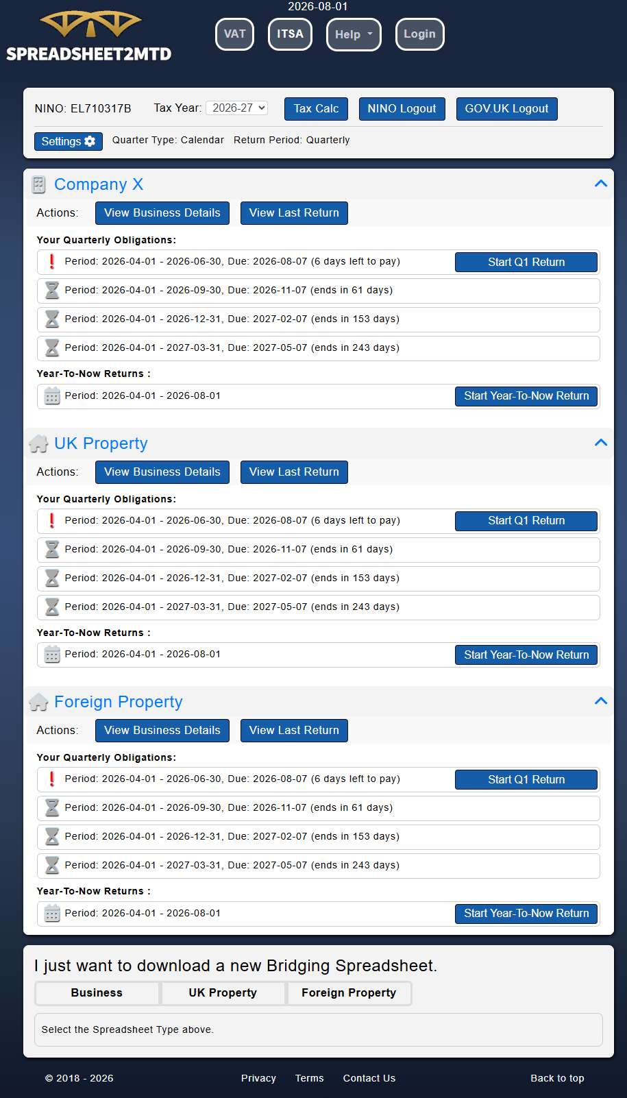 MTD ITSA Business page